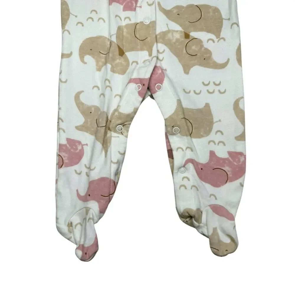 NWOT Carter's Footie Sleeper Pajamas Baby Girl Elephants White 9 Months